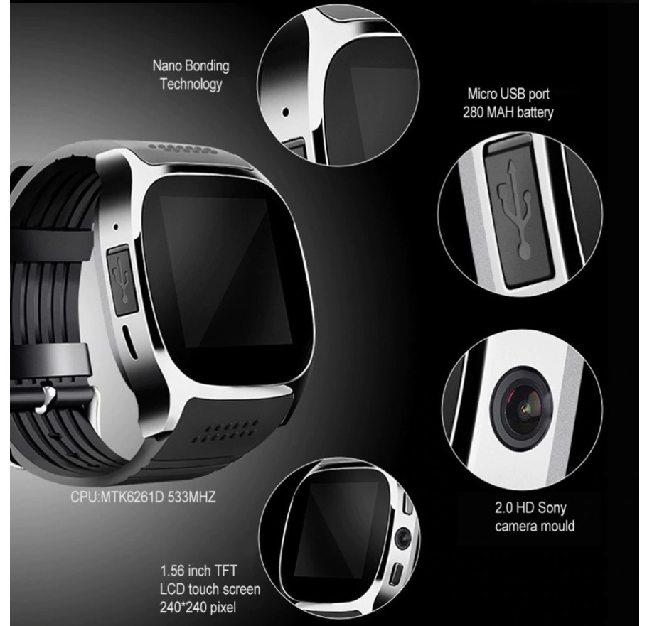 Textured Strap Smart Watch with Camera