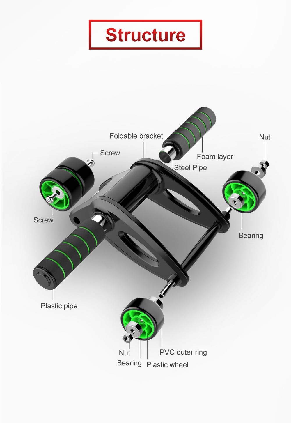 Four-Wheeled Roller for Abdominal Exercise